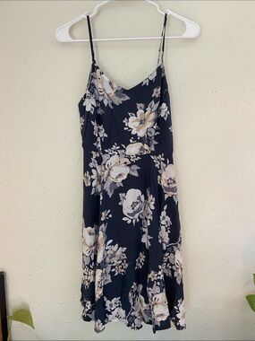 Old Navy Black Floral Spaghetti-Strap Mini Dress